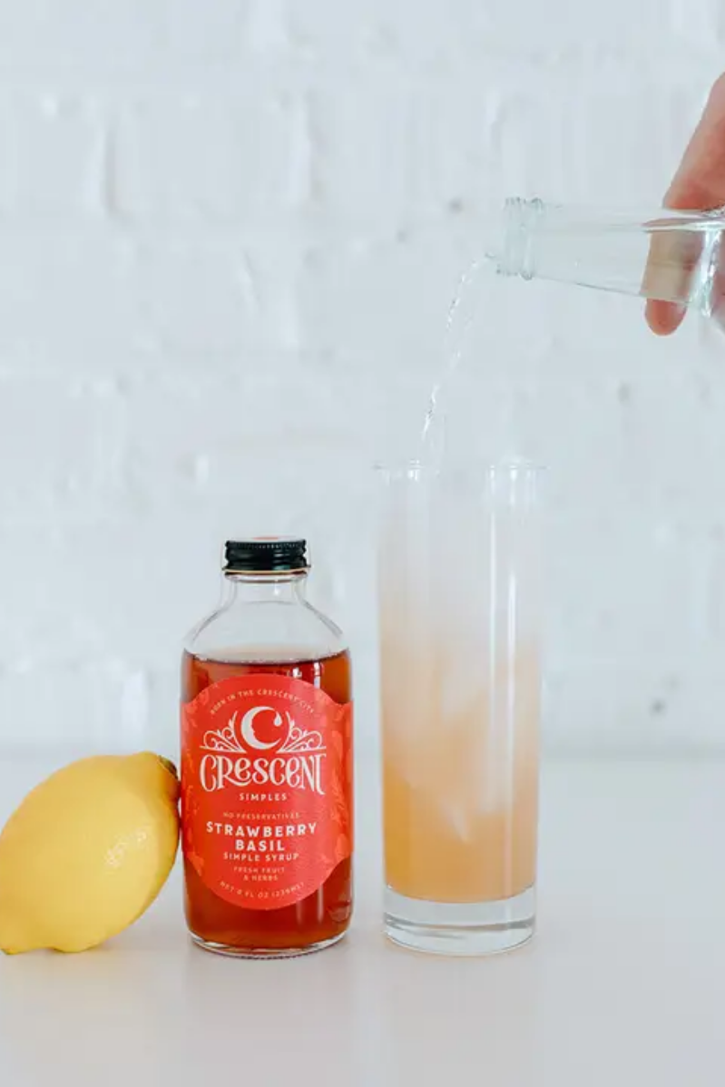 Strawberry Basil Simple Syrup | Crescent Simples | 16 oz