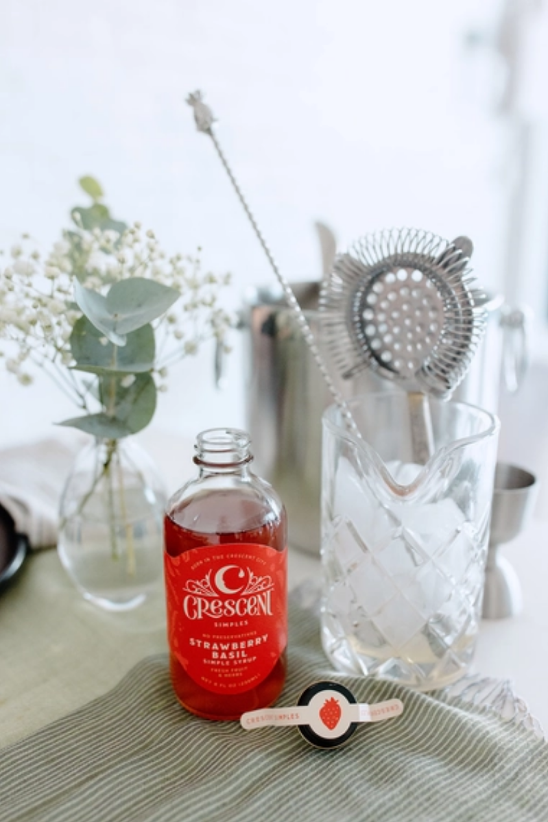 Strawberry Basil Simple Syrup | Crescent Simples | 16 oz
