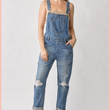 RISEN Distressed Relaxed Fit Overall Denim | Final Sale