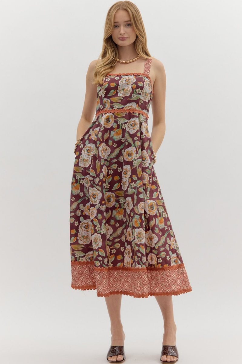 Floral Print Empire Midi Dress