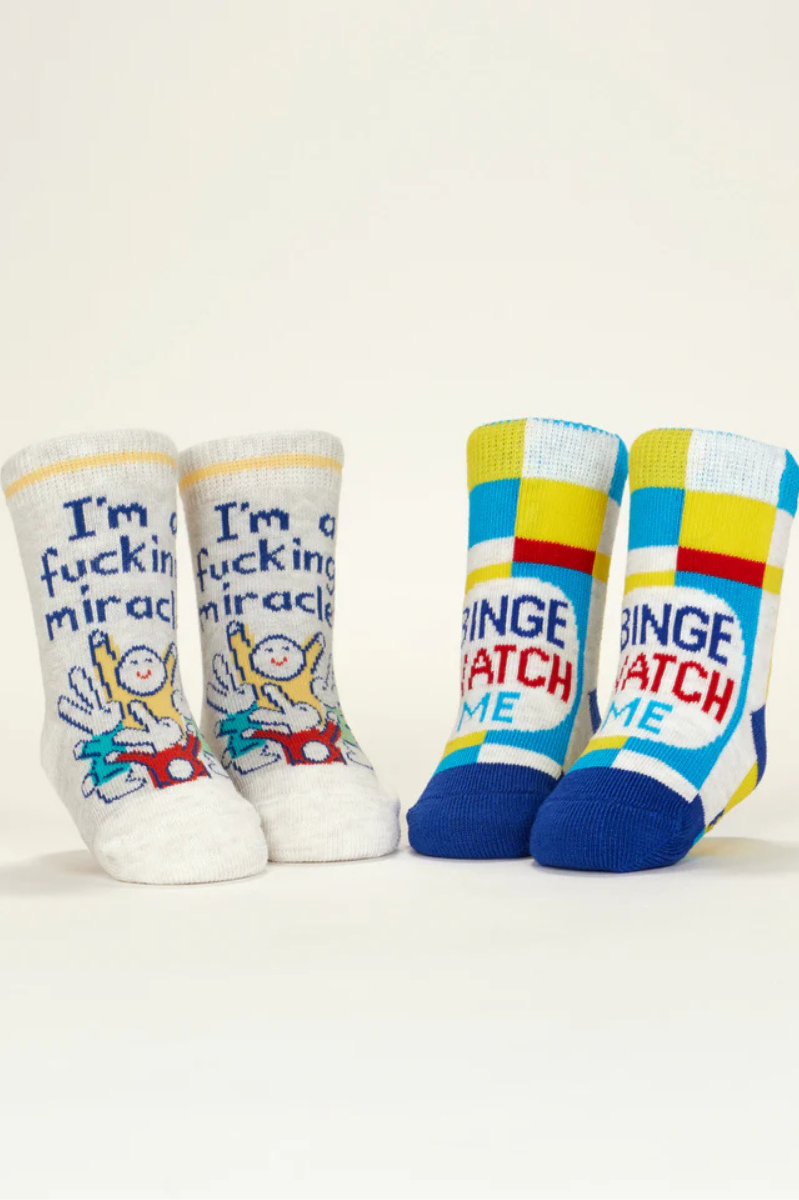 I'm A Fucking Miracle!/ Binge Watch Me Baby Socks