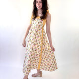 Botanical Print Tie Strap Midi Dress