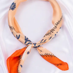 Orange Floral Silky Bandana Square Scarf