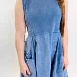 Mineral Washed Rib Knit Cargo Dress