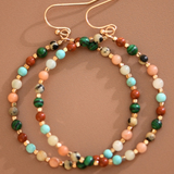 Natural Stone Beaded Circle Drop Earrings