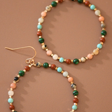 Natural Stone Beaded Circle Drop Earrings