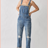 RISEN Distressed Relaxed Fit Overall Denim | Final Sale