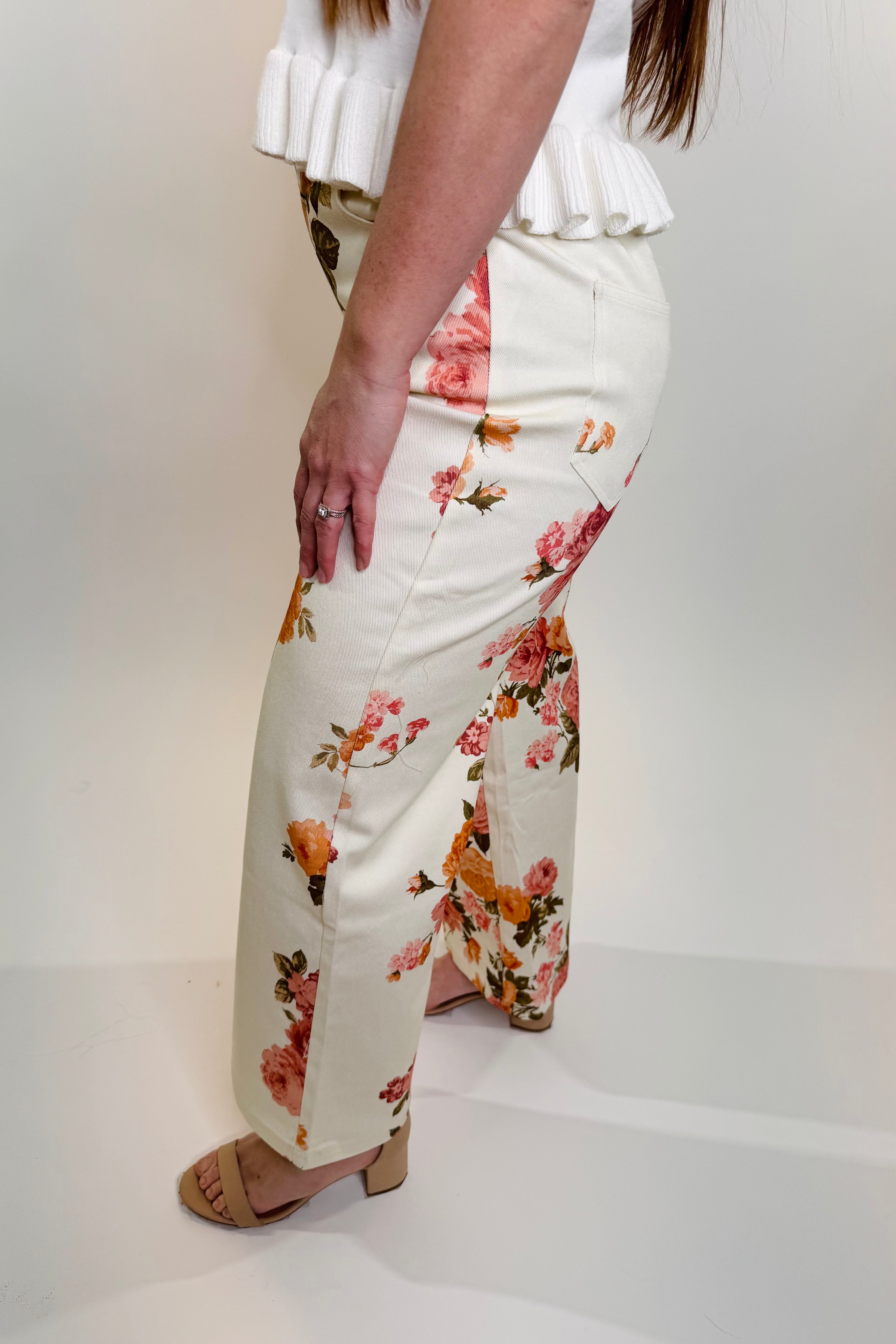 Rosé Garden Wide Leg Denim Pants