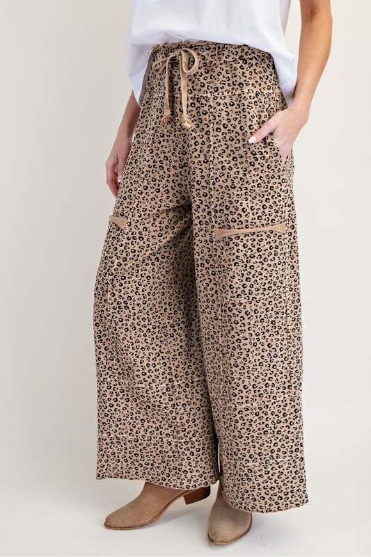 Animal Print Mineral Washed Lounge Pants