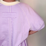 Reverse Stitch Short Sleeve Crop Sweatshirt