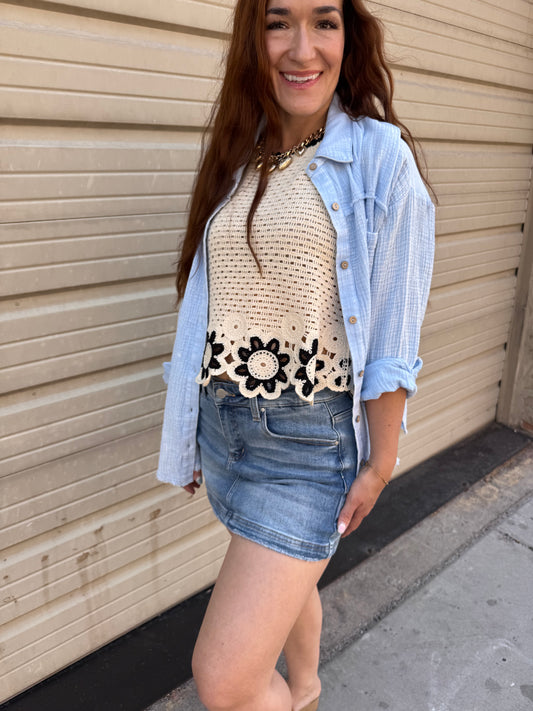 RISEN High Rise Denim Skort