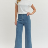 High Rise Wide Leg Pants with Front Seam