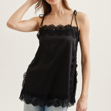 Lace Trim Tie Strap Cami Top