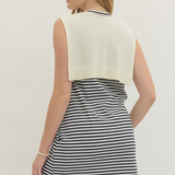 Striped Sleeveless Scarf Tie Mini Dress