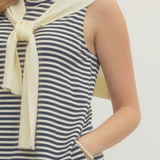 Striped Sleeveless Scarf Tie Mini Dress