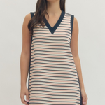 Striped Sleeveless Mini Dress | Navy