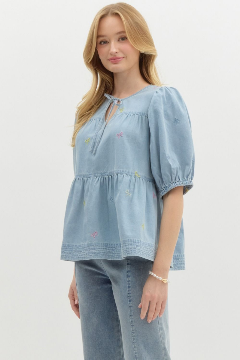 Sweet Bows Peasant Top