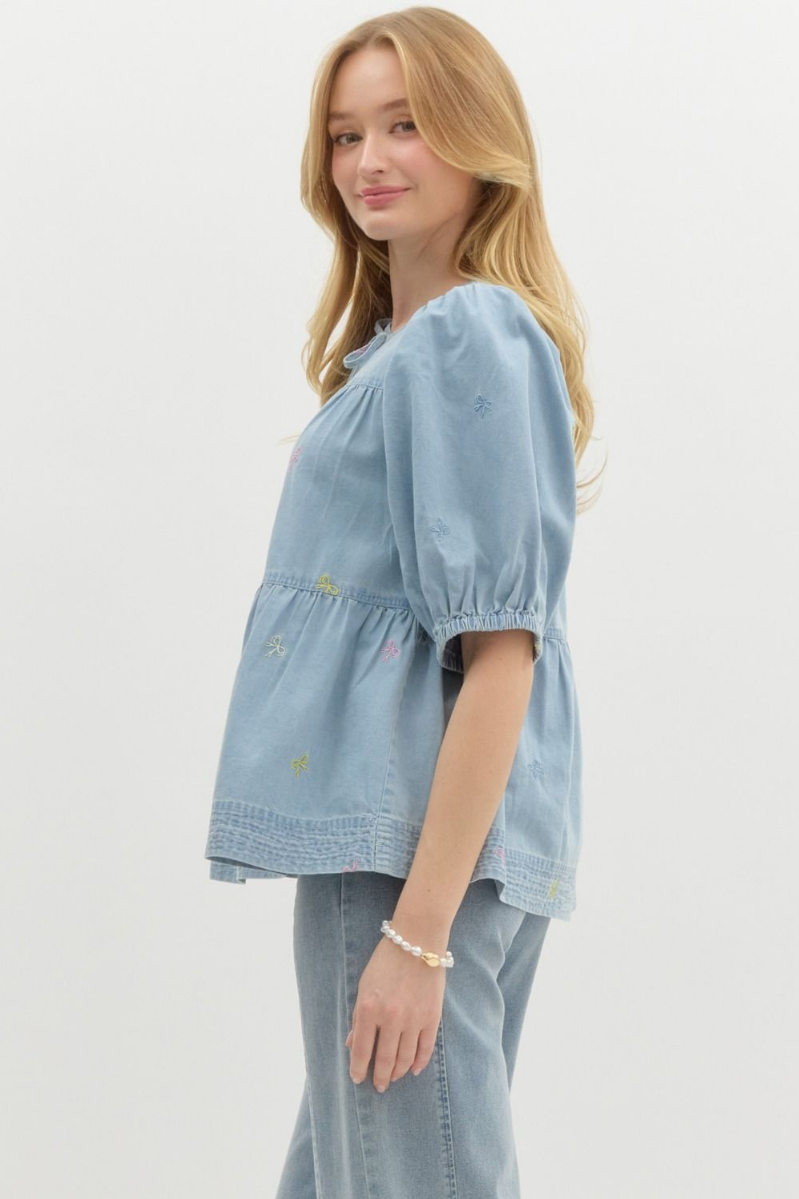 Sweet Bows Peasant Top