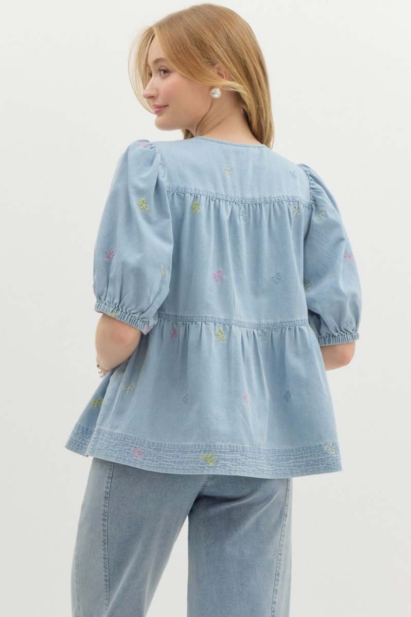 Sweet Bows Peasant Top