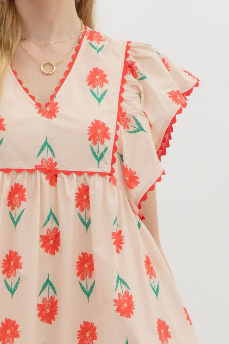 Flutter Sleeve Mini Dress
