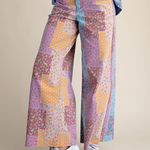 Patchwork Print Stretch Washed Twill Pants