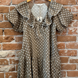 Bubble Sleeve Polka Dot Printed Dress