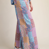Patchwork Print Stretch Washed Twill Pants