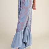 Patchwork Print Mineral Washed Pants