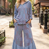 Patchwork Print Mineral Washed Pants