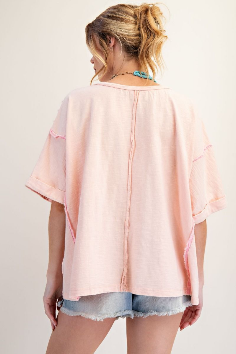 Flower Patch Mineral Washed Cotton Top | Blush