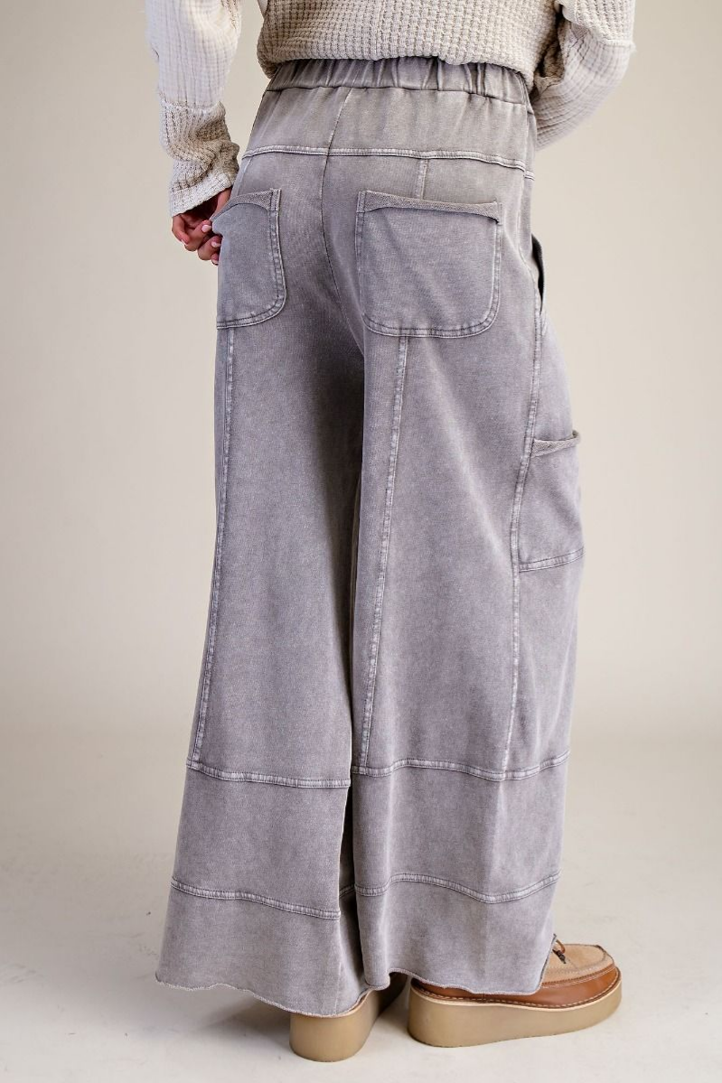 Mineral Washed Cargo Style Terry Knit Pants
