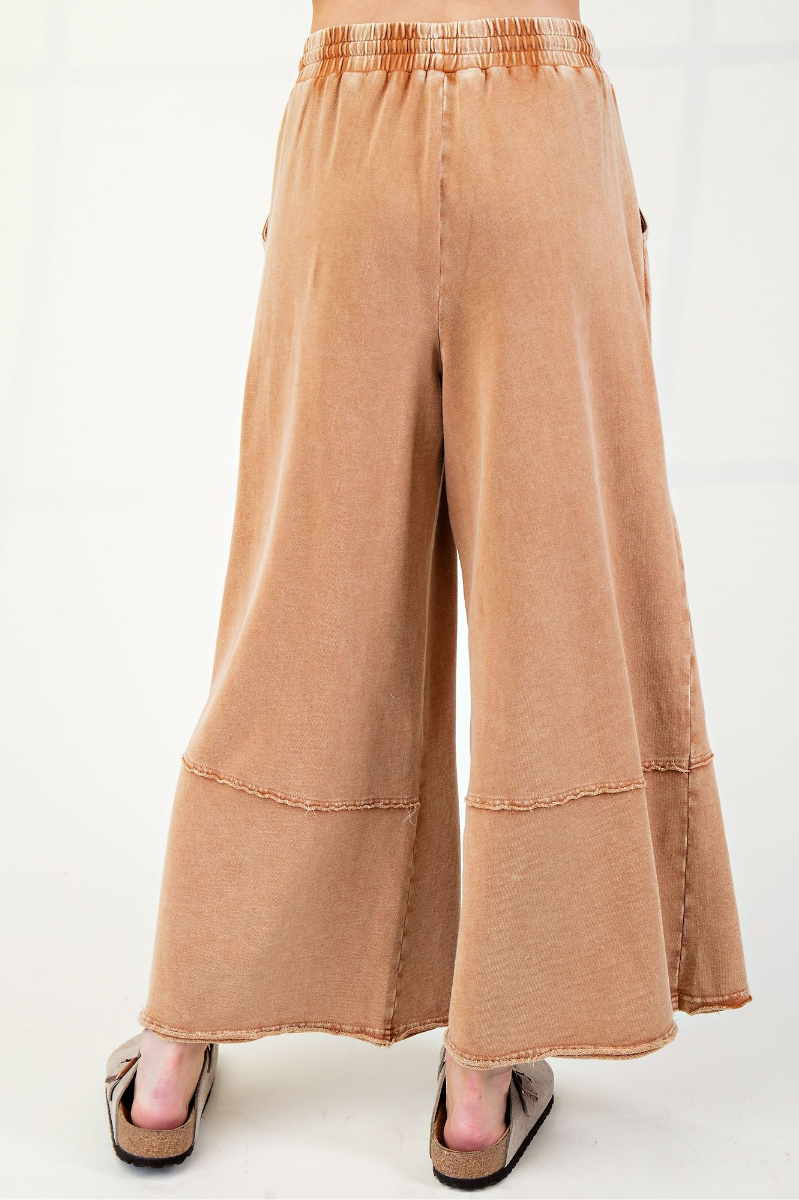 Flower Patch Mineral Washed Terry Knit Pants | Almond