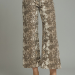 Snake Print Cropped Wide Leg Pants