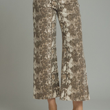 Snake Print Cropped Wide Leg Pants