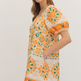 Floral Print Puff Sleeve Mini Dress