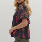 Floral Print Puff Sleeve Top