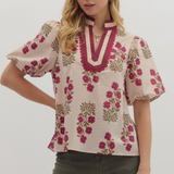 Floral Print Puff Sleeve Top