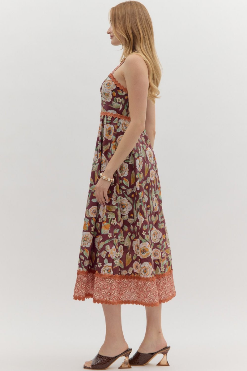 Floral Print Empire Midi Dress