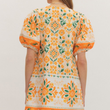 Floral Print Puff Sleeve Mini Dress