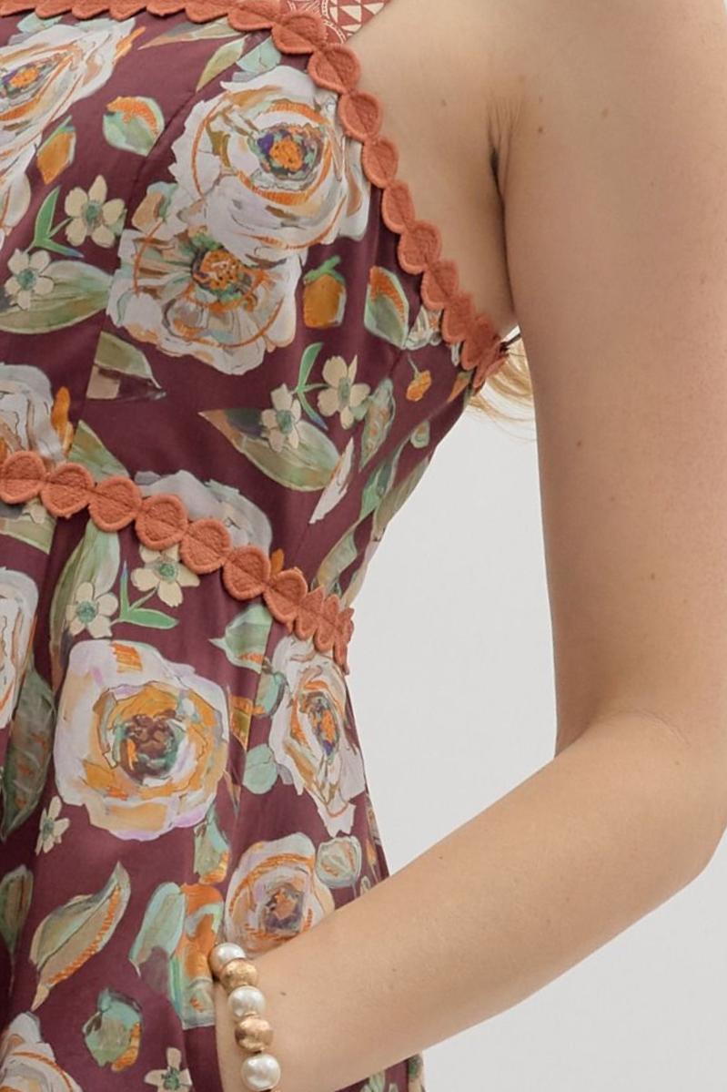 Floral Print Empire Midi Dress
