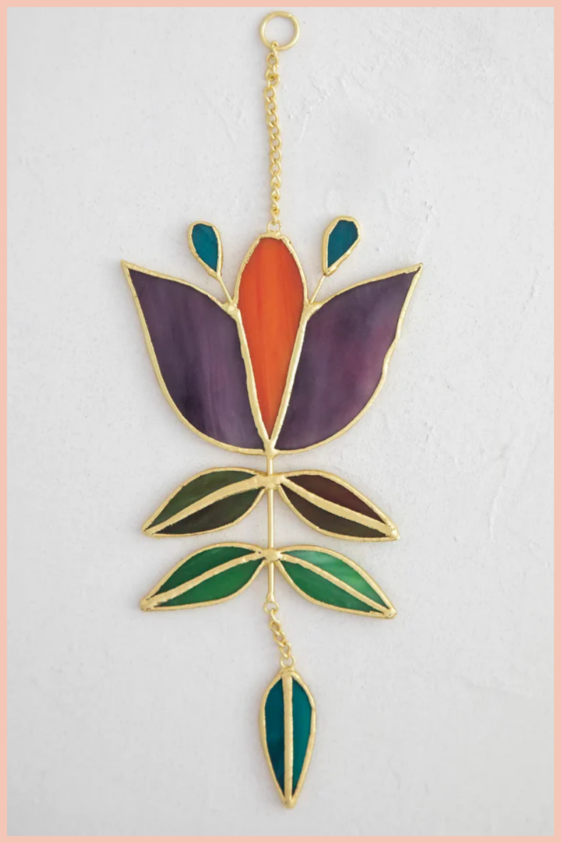 Stained Glass Window Hanging | Folk Flower | Natural Life