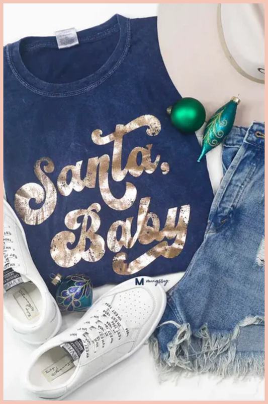 Santa Baby Christmas Graphic Tee | Navy