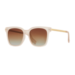 Sunglasses with a gradient brown lens on a white background
