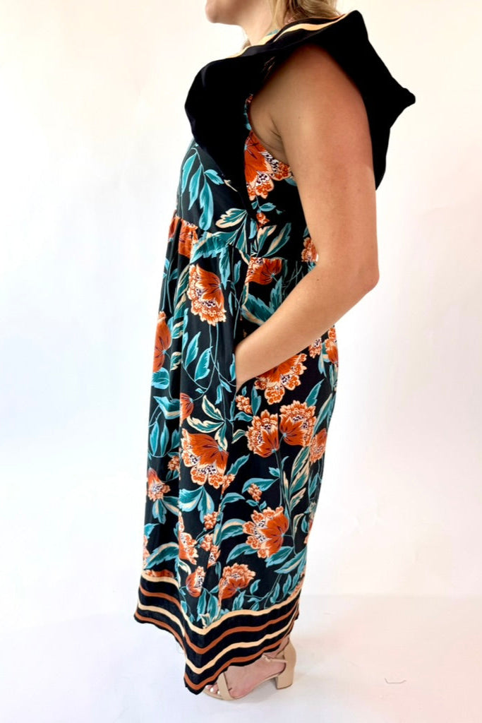 Floral Print Midi Dress + Flutter Sleeves
