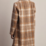 Brushed Plaid Longline Coat