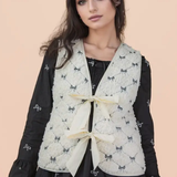 Quilted Sherpa Vest with Bow Pattern