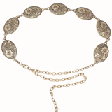 Flower Embossed Concho Chain Belt | Gold