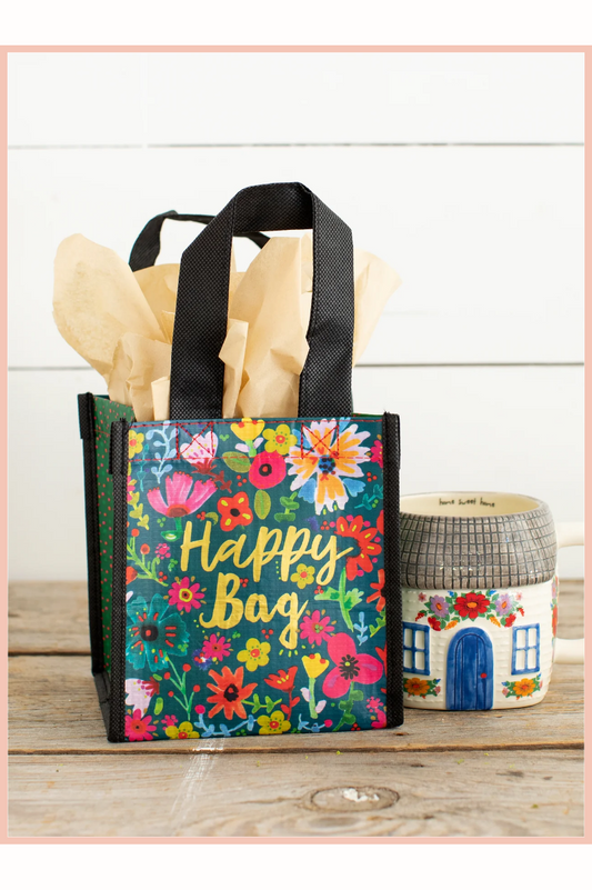 SMALL HAPPY BAG | TEAL GOLD FLORAL