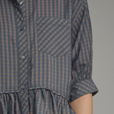Gingham Peplum Button Front Top