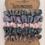 Print & Velvet Scrunchies, Set of 5 | Natural Life | Grey